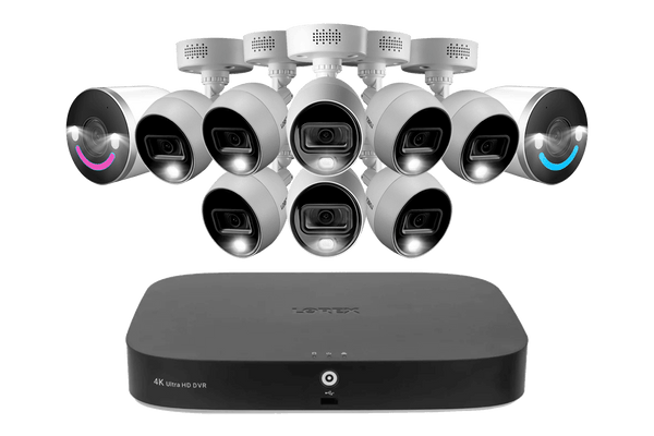 Lorex Fusion 4K 20-Channel (16 Wired and 4 Wi-Fi) 2TB DVR System with 8 Analog Active Deterrence Cameras and Two 4K Smart Security Lighting Indoor/Outdoor Wi-Fi Cameras