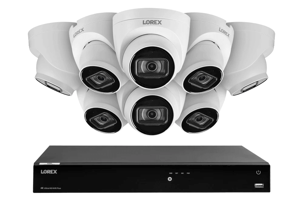 Lorex 4K (32 Camera Capable) 8TB Wired NVR System with IP Dome Cameras Featuring Listen-In Audio