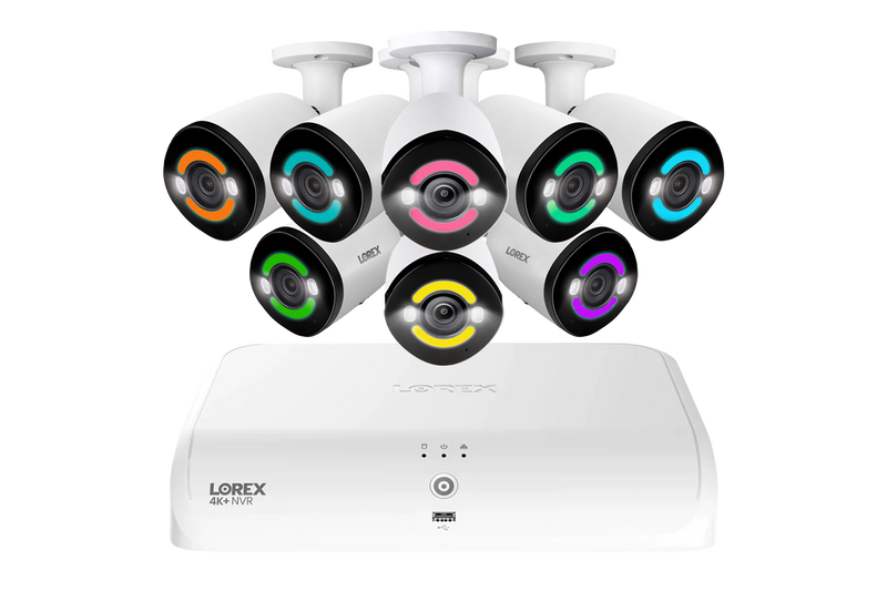 Lorex 4K+ 12MP 16 Camera Capable (8 Wired + 8 Fusion Wi-Fi ) 2TB Wired NVR System with H30 Smart Security Lighting Bullet Cameras - 8