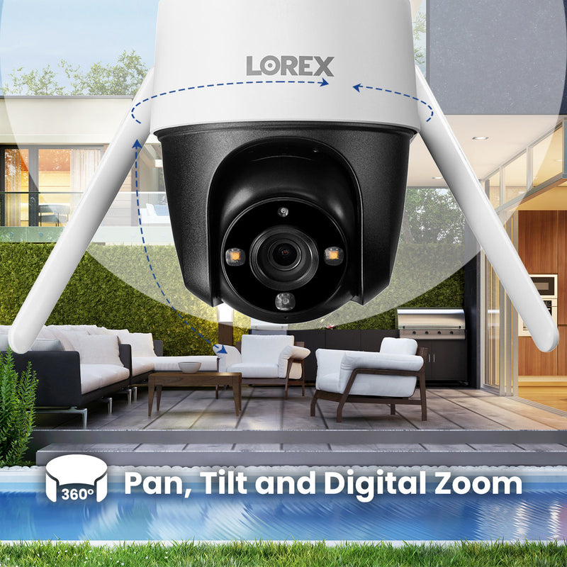 Lorex Wireless Fusion - 4K+ NVR with 2K Wired Doorbell, Outdoor Pan-Tilt Camera, Wi-Fi Floodlight Camera, Two 4K Wi-Fi 6 Outdoor Cameras and Two Indoor Pan-Tilt Cameras